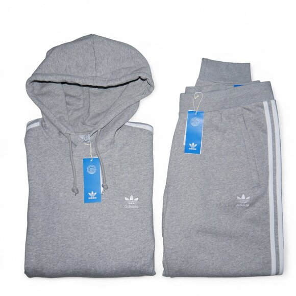 Adidas Originals 2 PC Sweatsuit Men's Size XL Fleece 3 Stripe Tracksuit NWT - Picture 1 of 15